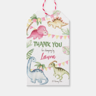 Etiquetas Para Regalos Colorida fiesta de cumpleaños de dinosaurios graci