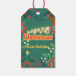 Etiquetas Para Regalos Colorida invitación a fiesta de Navidades retro-mo