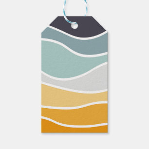 Etiquetas Para Regalos Coloridas olas de estilo retro en verano
