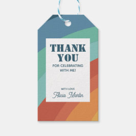 Etiquetas Para Regalos Colorido arco iris retro Groovy gracias