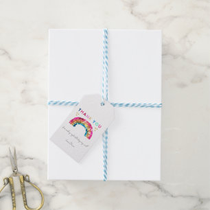 Etiquetas Para Regalos Colorido arcoiris de lentejuelas cumpleaños gracia