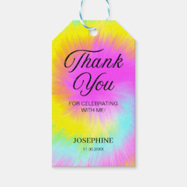 Etiquetas Para Regalos Colorido Tie Dye Pastel Rainbow Birday Gracias