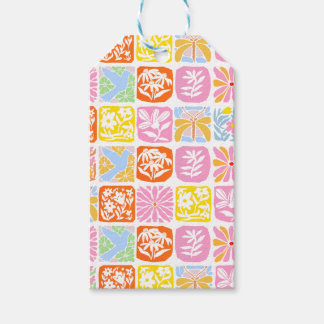 Etiquetas Para Regalos Colorido Tile Floral Botánico Folk Whimsical