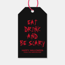 Etiquetas Para Regalos Come y ten miedo personalizado de sangre roja Hall
