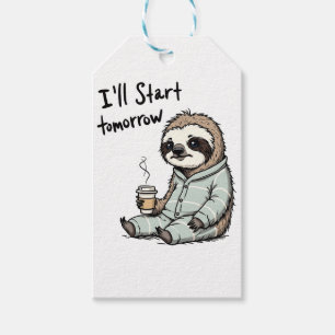 Etiquetas Para Regalos Comenzaré mañana con el divertido animal de Sloth