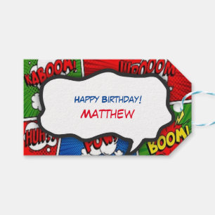 Etiquetas Para Regalos Comic Book Style Kids Birday Fiesta Gracias
