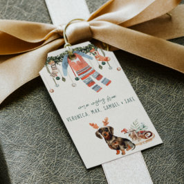 Etiquetas Para Regalos Comodidad & Alegría | Navidad del Dachshund