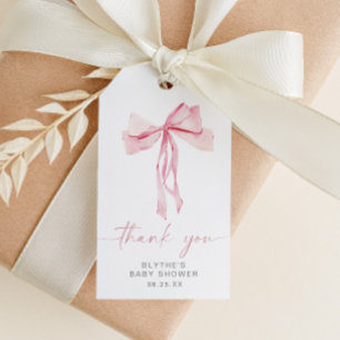 Etiquetas Para Regalos Comprimido rosa Bow Baby Shower Favorito Tag Graci