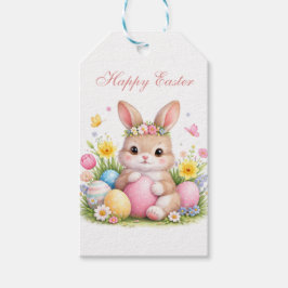 Etiquetas Para Regalos Conejito de Pascua adorable conejo rosa peonía rub