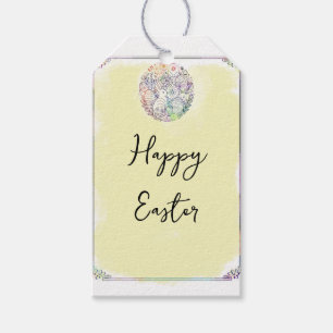 Etiquetas Para Regalos Conejito de Pascua Huevos de Conejo Amarillo Acuar