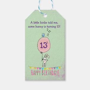 Etiquetas Para Regalos Conejito lindo que lleva a cabo un cumpleaños del