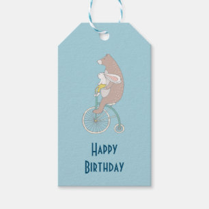 Etiquetas Para Regalos Conejito y oso caprichosos juntos Cumpleaños