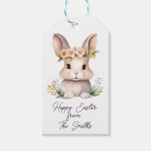 Etiquetas Para Regalos Conejo acuático Happy Easter Spring