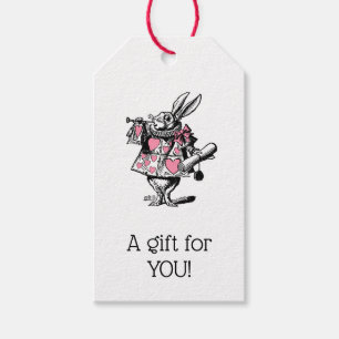 Etiquetas Para Regalos Conejo Blanco Trompetista Alice Adv Wonderland Ros