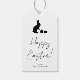 Etiquetas Para Regalos Conejo blanco y negro elegante Diseño minimalista