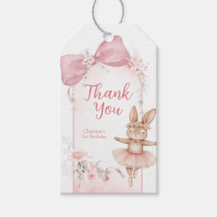 Etiquetas Para Regalos Conejo de lazo coqueta floral rosa