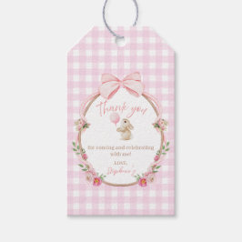 Etiquetas Para Regalos Conejo de lazo rosa Globo floral Cumpleaños Gracia