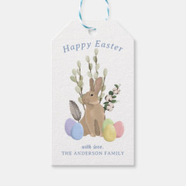 Etiquetas Para Regalos Conejo de Pascua, cesta de Pascua