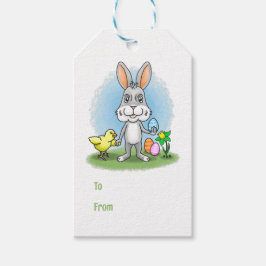 Etiquetas Para Regalos Conejo de Pascua con los huevos de Pascua colorido