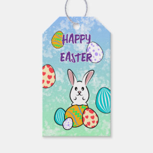 Etiquetas Para Regalos Conejo de Pascua en huevos de Pascua