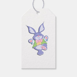 Etiquetas Para Regalos Conejo de Pascua morado bailando