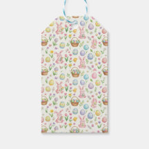 Conejo de Pascua y patrón floral caprichosos en pa