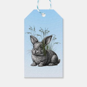 Etiquetas Para Regalos Conejo gris blanco contra cielo azul