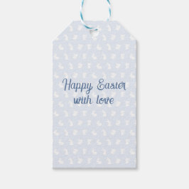 Etiquetas Para Regalos Conejo Minimalista Azul Feliz Pascua con Amor 