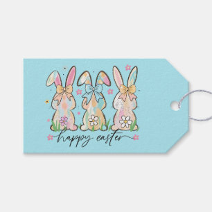 Etiquetas Para Regalos Conejos de Pascua Coloridos con Lazos