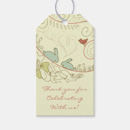 Etiquetas Para Regalos Conejos y flores neutrales Gracias Baby Shower
