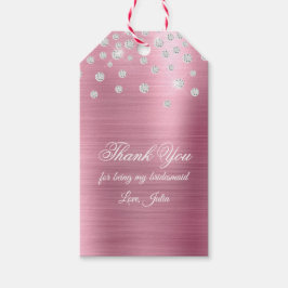Etiquetas Para Regalos Confeti de Diamante Brillante de Hojalata Rosa Gra