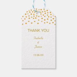 Etiquetas Para Regalos Confeti de Oro sobre Blanco y Negro