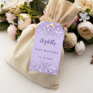 Etiquetas Para Regalos Confeti violeta de cumpleaños elegante