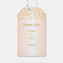 Etiquetas Para Regalos Confetti de oro en oro negro y Rosa