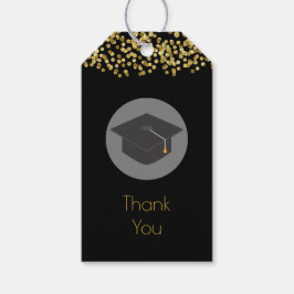 Etiquetas Para Regalos Confetti de oro y gorra de graduación Gracias