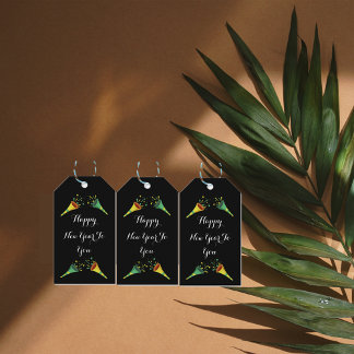 Etiquetas Para Regalos Confetti Horn Happy new year to you black