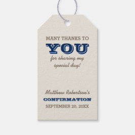 Etiquetas Para Regalos Confirmación Navy Blue & Silver Gracias