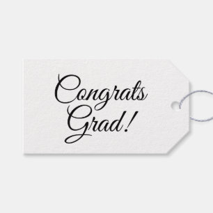Etiquetas Para Regalos Congrats grad personalizado blanco negro guión sim