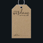 Etiquetas Para Regalos Consejos y deseos de Boda de guión moderno<br><div class="desc">Añada un toque personal a su boda con un consejo moderno del boda de guiones y tarjeta de identificación de deseos. Esta tarjeta de consejo incluye el título 'palabras de sabiduría' con detalles en escritura negra y estilo de letra sans serif en papel kraft. Perfecto para boda, ducha de bebé,...</div>