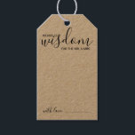 Etiquetas Para Regalos Consejos y deseos de Boda de guión moderno<br><div class="desc">Añada un toque personal a su boda con un consejo moderno del boda de guiones y tarjeta de identificación de deseos. Esta tarjeta de consejo incluye el título 'palabras de sabiduría' con detalles en escritura negra y estilo de letra sans serif en papel kraft. Perfecto para boda, ducha de bebé,...</div>
