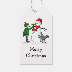 Etiquetas Para Regalos Construcción de muñeco de nieve