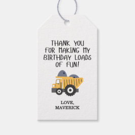 Etiquetas Para Regalos Construcción Niños amarillos Dump Camión Cumpleaño