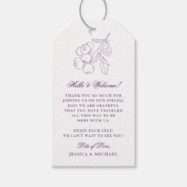 Etiquetas Para Regalos Contorno botánico morado Elegante Boda Bienvenida