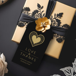 Etiquetas Para Regalos Cool Fake Gold Black Heart Lace Effect Love Thanks