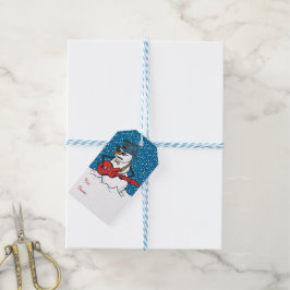 Etiquetas Para Regalos Cool Snowman tocando una guitarra
