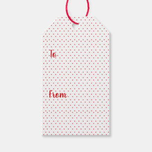 Etiquetas Para Regalos Coordinación de puntos de polka blancos y rojos