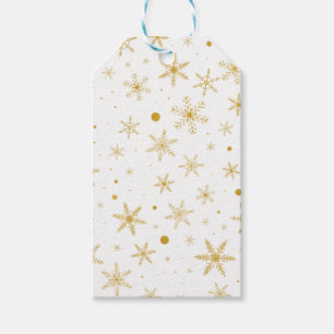 Etiquetas Para Regalos Copo de nieve 3 del centelleo - oro y Blanco