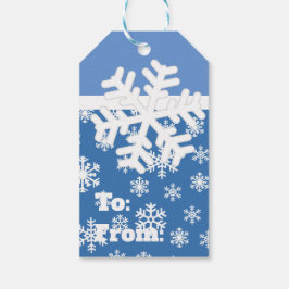 Etiquetas Para Regalos Copo de nieve azul y blanco para navidades
