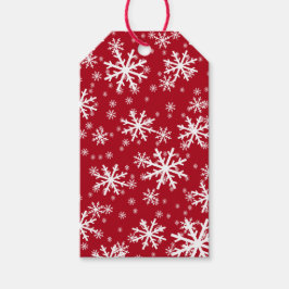 Etiquetas Para Regalos Copo de nieve blanco sobre rojo oscuro
