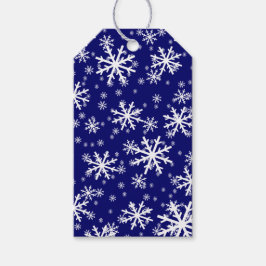 Etiquetas Para Regalos Copo de nieve blancos sobre azul marino oscuro
